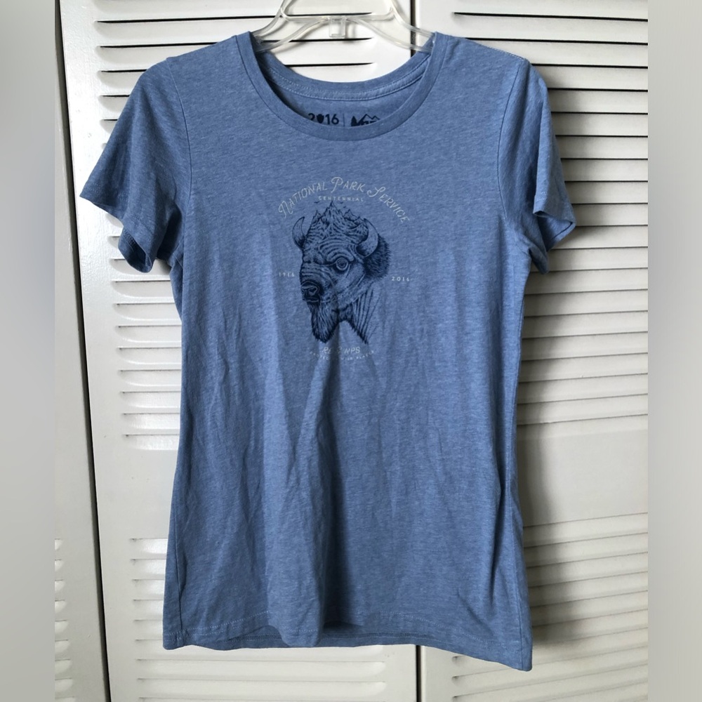 National Parks Service NPS REI 2016 Centennial Women's graphic T shirt blue